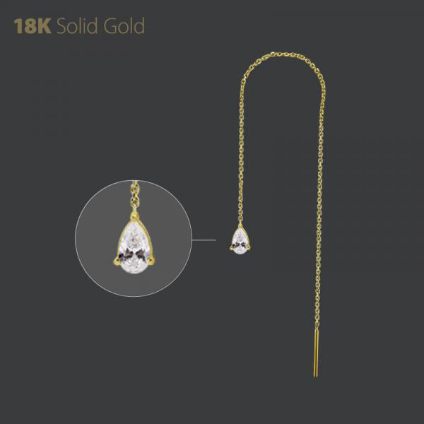 18K GOLD THREADER CHAIN (10CM) WITH PEAR SHAPE PREMIUM ZIRCONIA