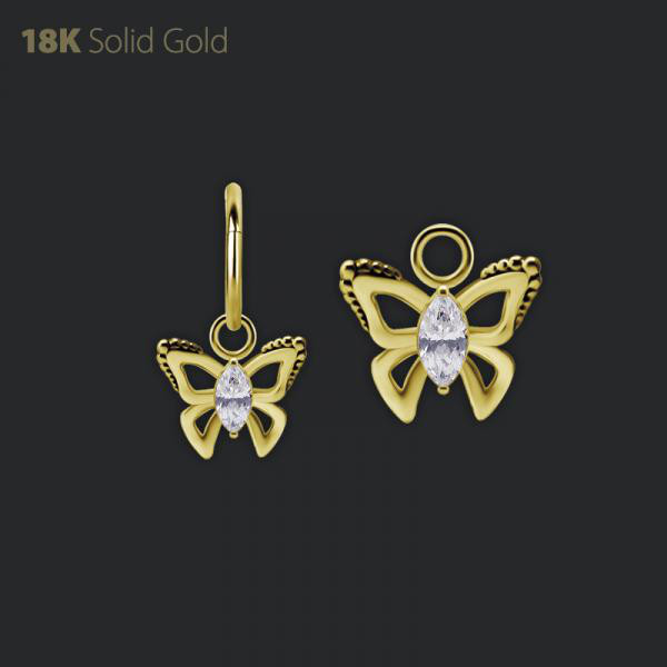 18K GOLD BUTTERFLY CHARM SET WITH MARQUISE PREMIUM ZIRCONIA