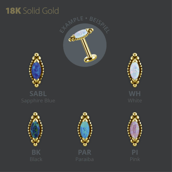 18K GOLD INTERNAL MARQUISE MICRO ATTACHMENT SET WITH LAB CREATED OPAL