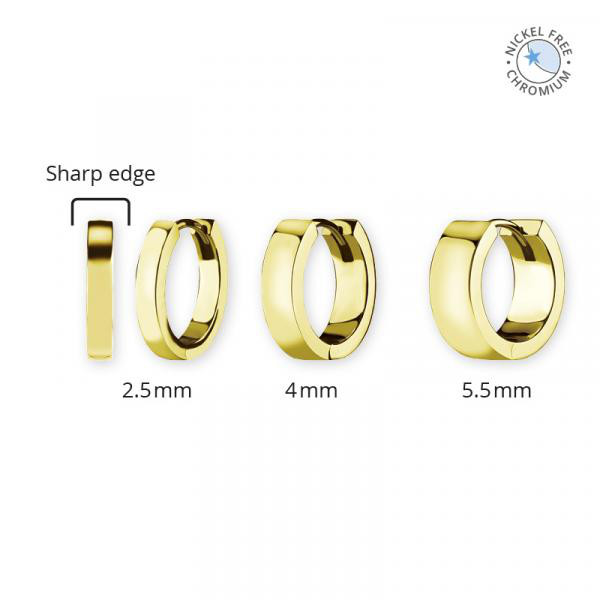 18K GOLD PVD CoCr NF HOOP EARRINGS (SQUARE PROFILE)