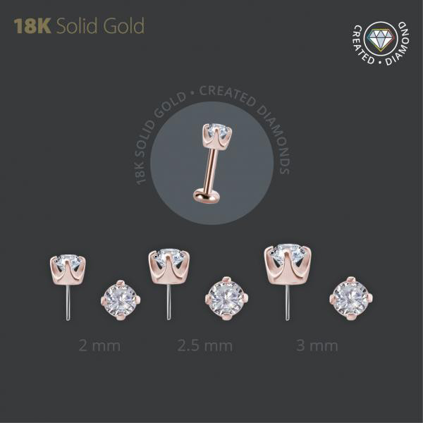 18K ROSE GOLD THREADLESS ATT. SET W. PREMIUM CREATED DIAMONDS