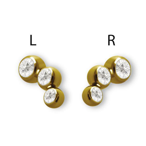 24K GOLD PVD SS316L MICRO JEWELLED BALLS (TRIPLET)