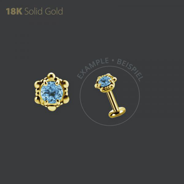 18K GOLD INTERNAL MICRO ATTACHMENT SET W. GENUINE BLUE TOPAZ