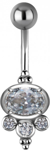 SS316L TRIBAL BELLY BANANA SET WITH CUBIC ZIRCONIA