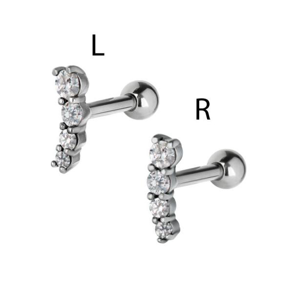 SS316L TRAGUS / HELIX BARBELL (CUBIC QUARTET, SETTING)