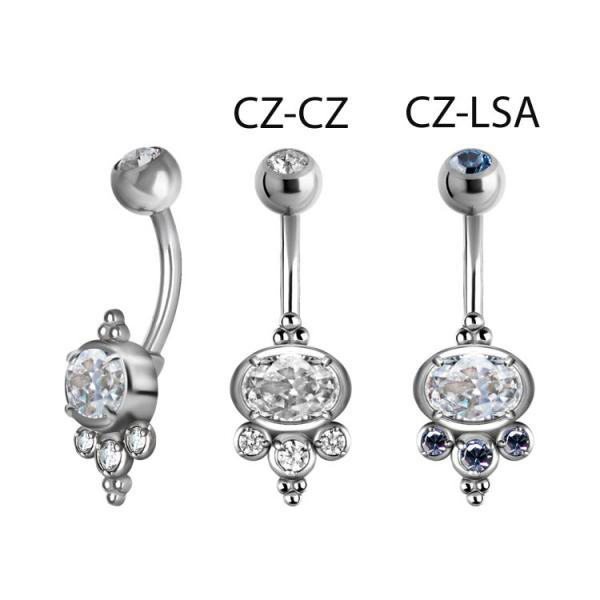 SS316L BANANA W.PREMIUM CRYSTALS (PRONG SETTING)