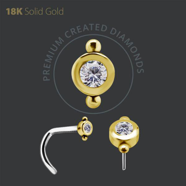 18K GOLD THREADLESS ATTACHMENT SET W. LAB CREATED DIAMONDS