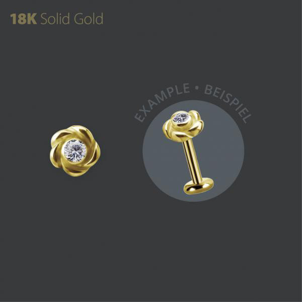 18K GOLD THREADLESS FLOWER ATTACHMENT SET W. PREMIUM ZIRCONIA