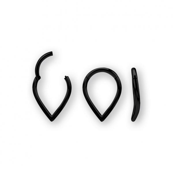 BLACK PVD SS316L TEARDROP SHAPED PLAIN CLICKER