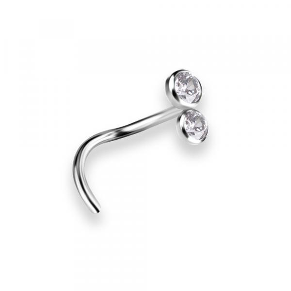 TITANIUM CURVED DISC NOSESTUD SET W. PREMIUM ZIRCONIA