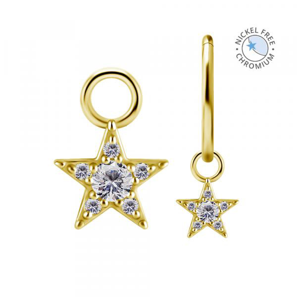 18KGOLD PVD CoCr NF STAR CHARMS FOR HINGED SEGMENT RINGS SET W.PREMIUM ZIRCONIA