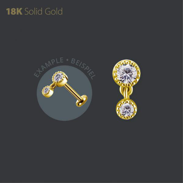 18K GOLD INTERNAL ATTACHMENT W. DANGLE SET W. PREMIUM ZIRCONIA