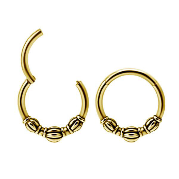 24K GOLD PVD SS316L ETHNIC HINGED CLICKERS