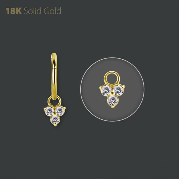 18K GOLD TRINITY CHARM SET W. PREMIUM ZIRCONIA