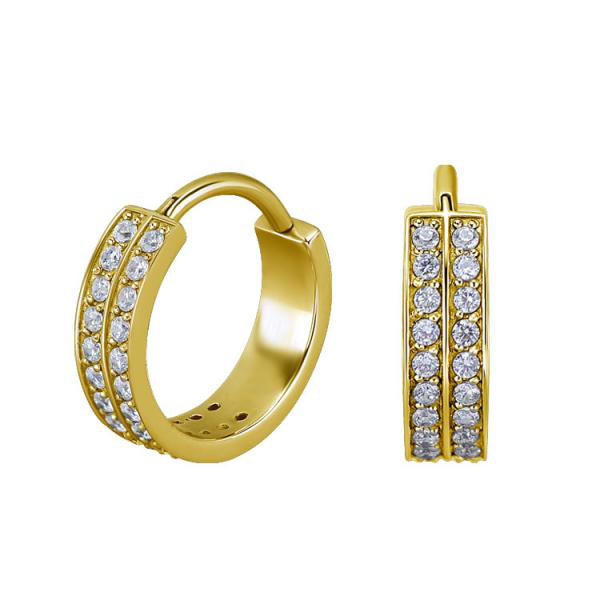 24K GOLD PVD SS316L HINGED RING (DOUBLE ROW) SET W. CUBIC ZIRCONIA