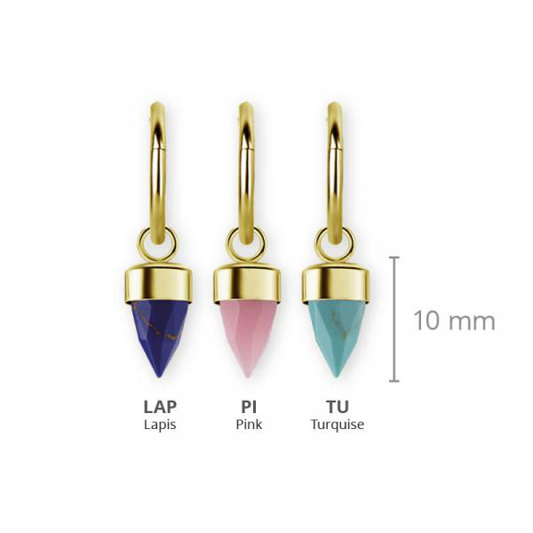 24K GOLD PVD SS316L CHARM FOR HINGE SEGMENT RING (IMITATION GEMSTONE BULLET)