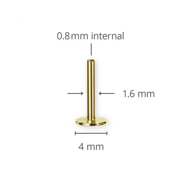 24K GOLD PVD TITANIUM INTERNAL LABRET PINS (FOR 0.8 INT)