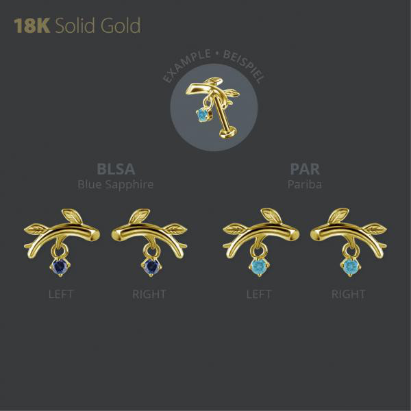 18K GOLD THREADLESS ATTACHMENT SET W. LAB CREATED GEMSTONE