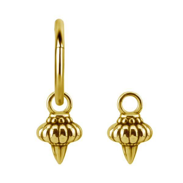 24K GOLD PVD SS316L CHARM TRIBAL LOOK OXIDIZED TEXTURE