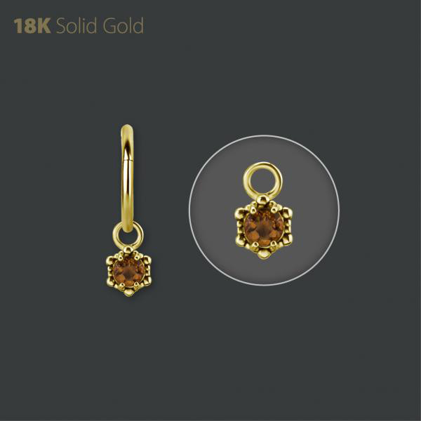 18K GOLD CHARM SET GENUINE CITRINE