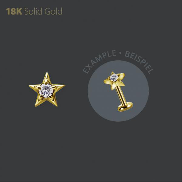 18K GOLD THREADLESS STAR ATTACHMENT SET W. PREMIUM ZIRCONIA