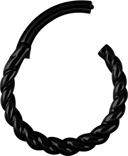 BLACK PVD SS316L HINGED RING (THICK TWISTED ROPE DESIGN)