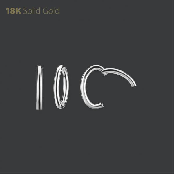 18K WHITE GOLD OVAL BELLY CLICKER (ROUND PROFILE)