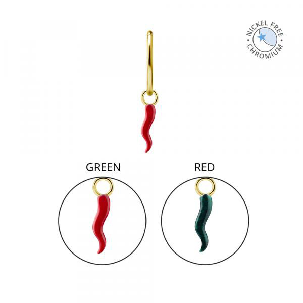 18K GOLD PVD CoCr NF CHILI ENAMEL CHARMS FOR HINGED RINGS