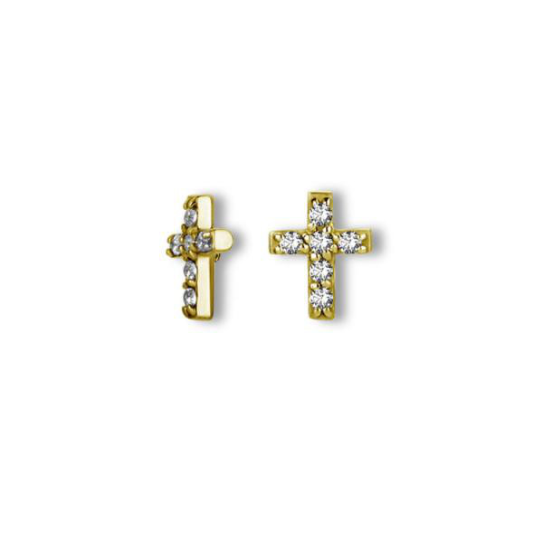 24K GOLD PVD MICRO CROSS ATTACHMENT SET W. PREMIUM ZIRCONIA