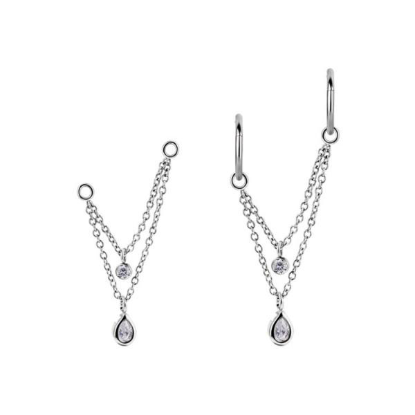 SS316L CONNECTING CHAINS FOR SBCR05 WITH BEZEL SET CUBIC ZIRCONIA