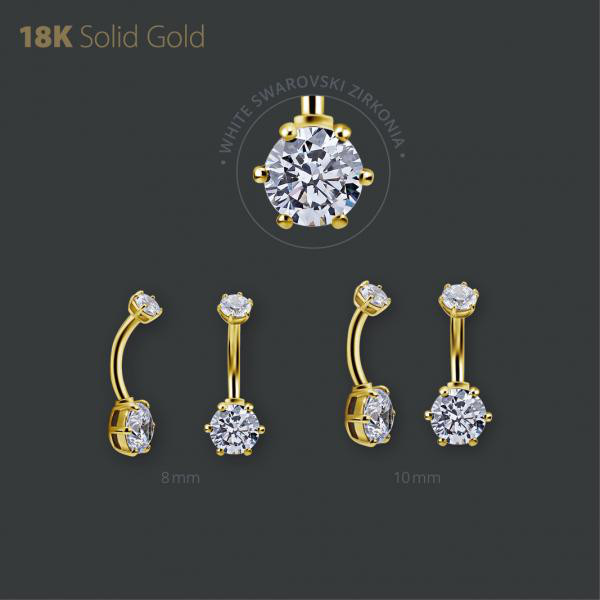 18K GOLD INTERNAL BELLY BANANA SET W. PREMIUM ZIRCONIA