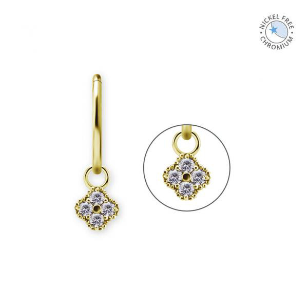 18K GOLD PVD CoCr NF FLOWER CHARMS SET W. PREMIUM ZIRCONIA