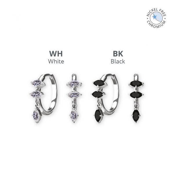 CoCr NF HINGED EAR HOOPS SET W. PREMIUM ZIRCONIA