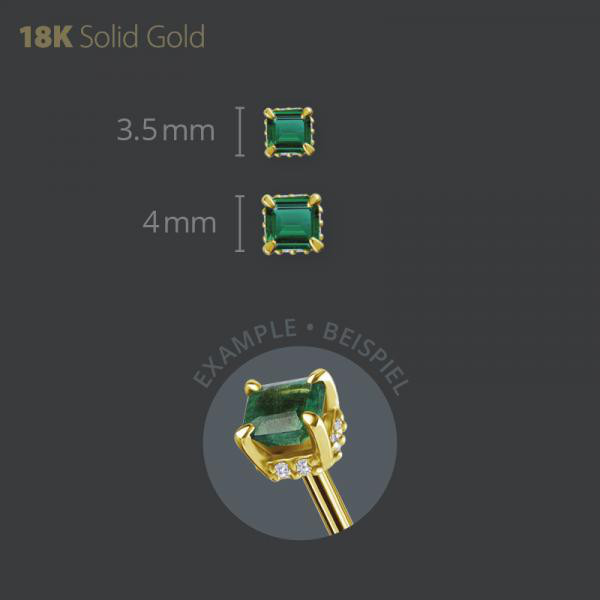 18K GOLD INTERNAL MICRO ATTACHMENT SET W. BRAZILIAN EMERALD & GENUINE DIAMONDS
