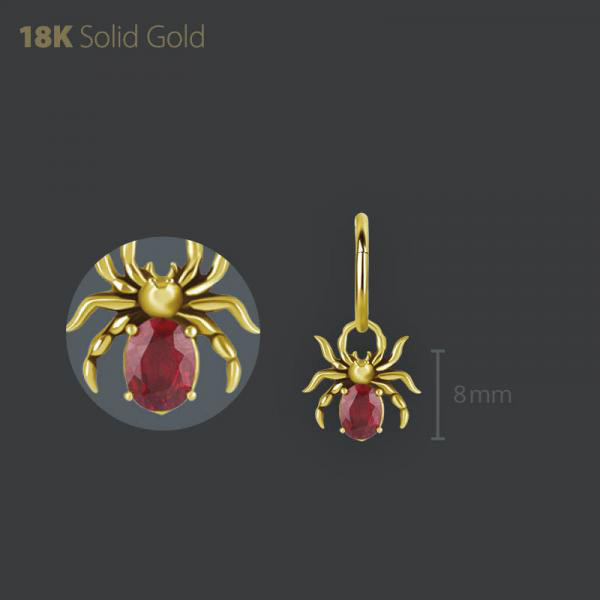 18K GOLD SPIDER CHARM SET W. GENUINE SONGEA SAPPHIRE