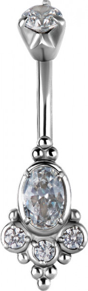 SS316L TRIBAL DOUBLE JEWELLED BANANA SET WITH CUBIC ZIRCONIA