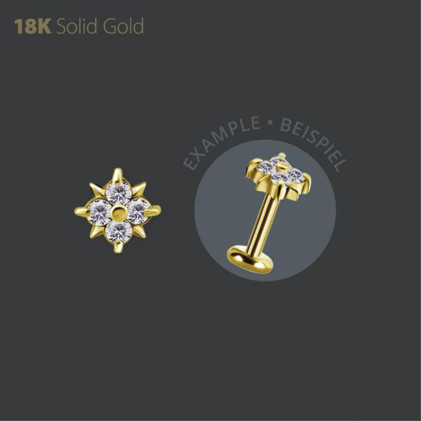 18K GOLD THREADLESS ATTACHMENT SET W. PREMIUM ZIRCONIA