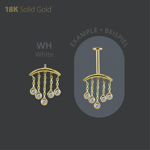 18K GOLD INTERNAL VERTICAL HELIX FLOATING CHAIN MICRO ATTACHMENT SET W. PREMIUM ZIRCONIA