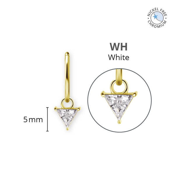 18K GOLD PVD CoCr NF TRIANGLE CHARMS FOR HINGED SEGMENT RINGS SET W.PREMIUM ZIRCONIA