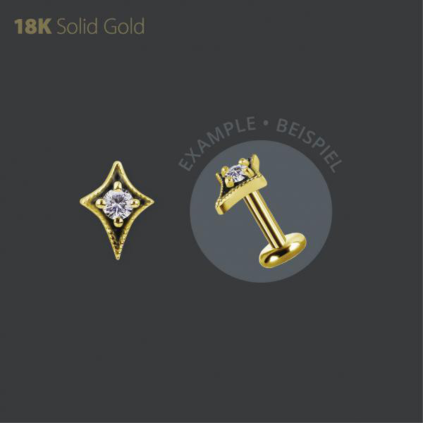 18K GOLD THREADLESS ATTACHMENT SET W. PREMIUM ZIRCONIA
