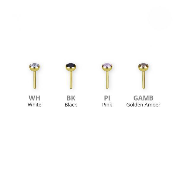 24K GOLD PVD TITANIUM THREADLESS MICRO BALL SET W. PREMIUM ZIRCONIA