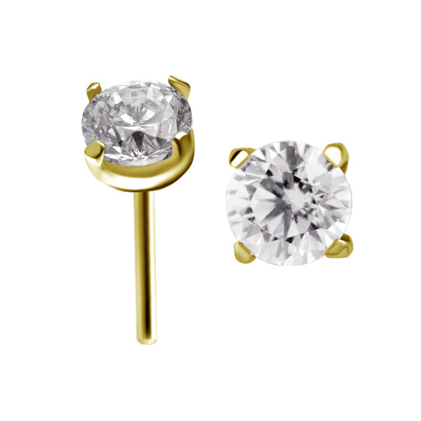 24K GOLD PVD TITANIUM THREADLESS ATTACHMENT SET WITH PREMIUM ZIRCONIA