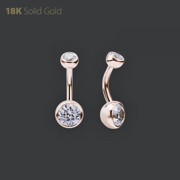 18K ROSE GOLD INTERNAL BELLY BANANA SET WITH PREMIUM ZIRCONIA