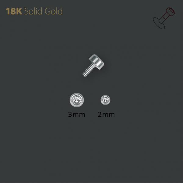 18K WHITE GOLD JEWELLED ATTACHMENT FOR BIOPLAST INTERNAL LABRET