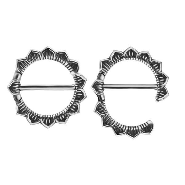 SS316L DOUBLE HINGE NIPPLE CLICKER RING (LOTUS)