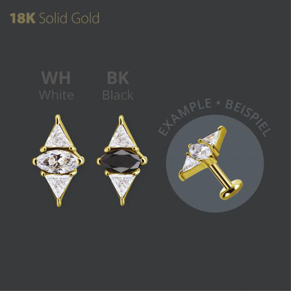 18K GOLD THREADLESS ATTACHMENT SET W. PREMIUM ZIRCONIA