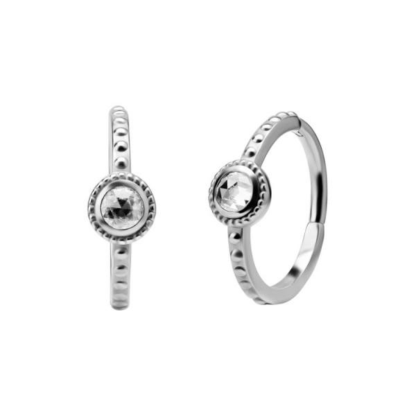 SS316L HINGED CONCH CLICKER SET W. ROSE CUT CUBIC ZIRCONIA