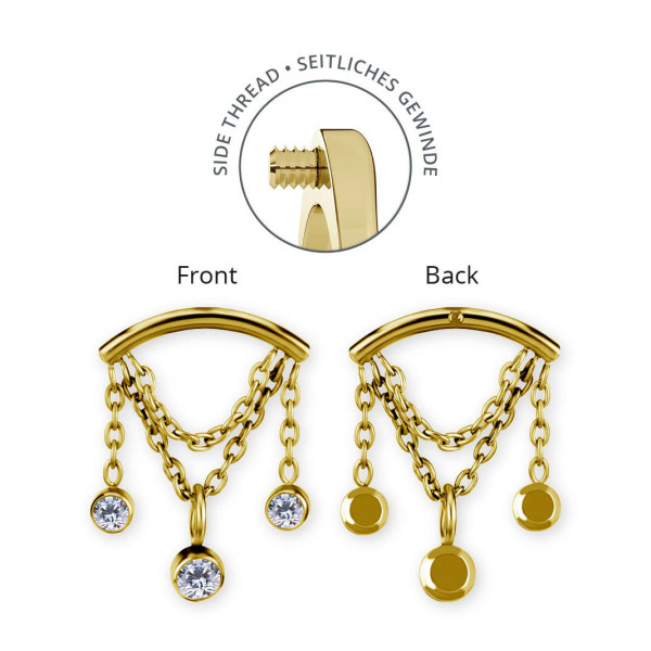 24K GOLD PVD TITANIUM INTERNAL ATTACHMENT FOR FLAT HELIX SET W PREMIUM ZIRCONIA