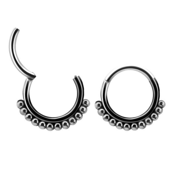 SS316L SEPTUM DAITH TRIBAL LOOK CLICKER W.GRANULATING