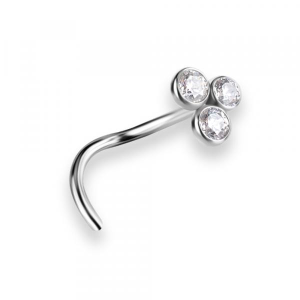 TITANIUM CURVED DISC NOSESTUD SET W. PREMIUM ZIRCONIA